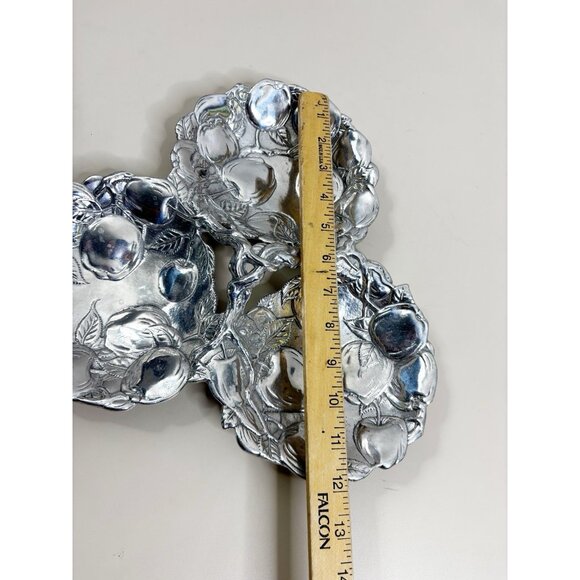 VTG Arthur Court Aluminum Divided Serving 12" x 12" Tray With Apples 1993 EUC - Picture 5 of 6